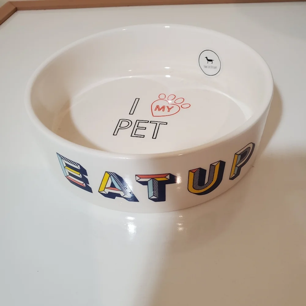 Park Life Design White Retro Eat Up Pet Bowl